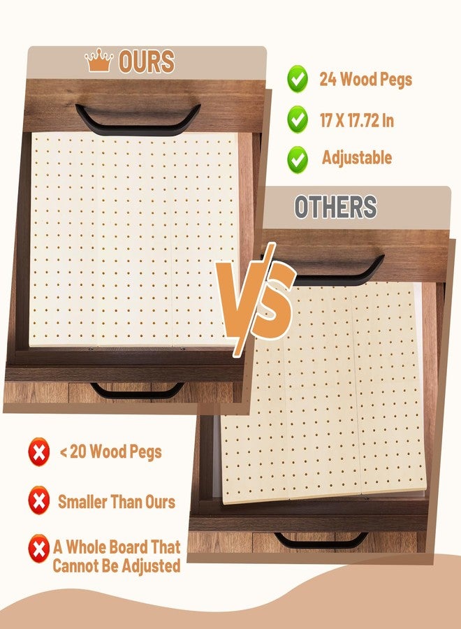 AojSup 3 Pcs Wood Pegboard Drawer Organizer with 24 Pegs Wooden Peg Board Drawer Shelf Organizer Adjustable Peg System for Dishes Plate Pot Container Cookware Utensil Kitchen(17.72 x 5.91 in) - Image 4